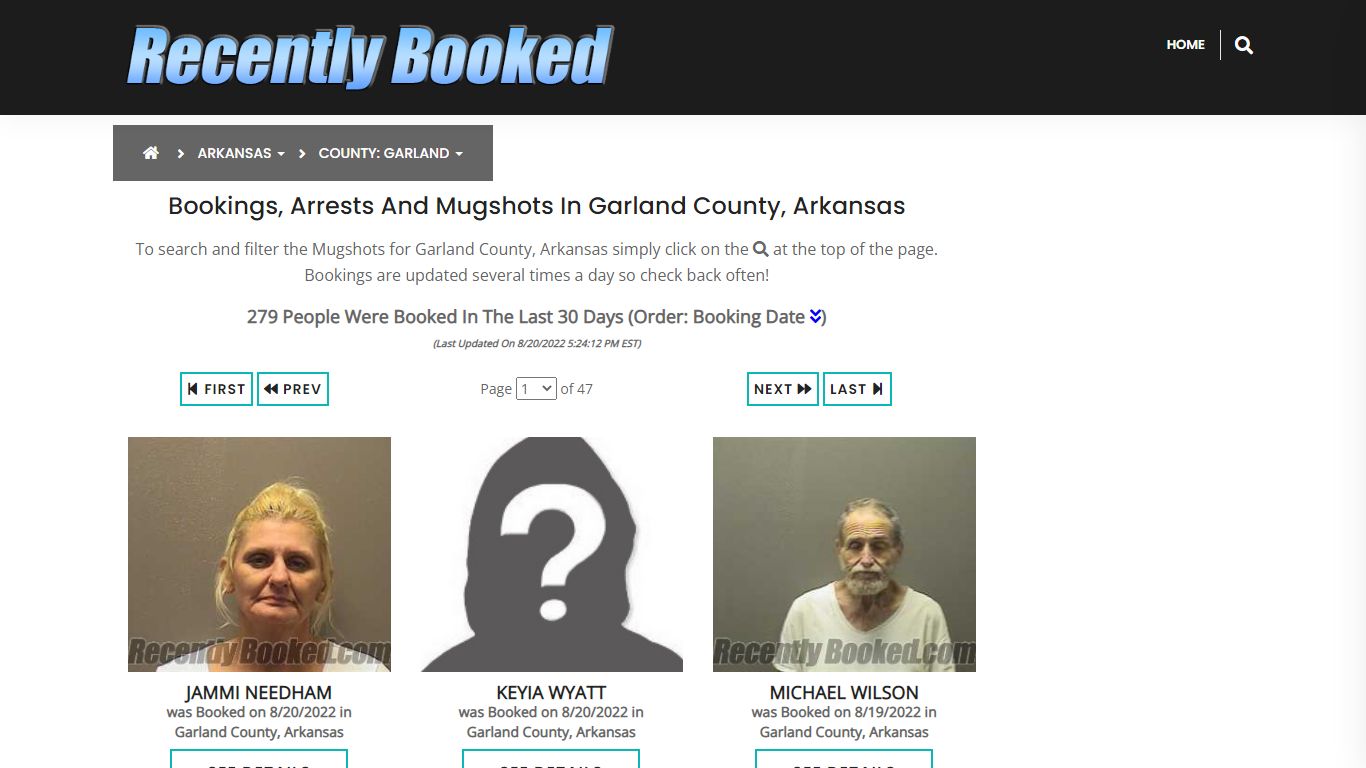 Bookings, Arrests and Mugshots in Garland County, Arkansas