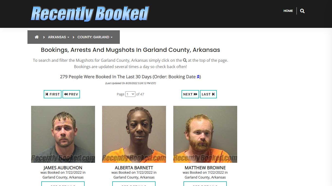 Bookings, Arrests and Mugshots in Garland County, Arkansas